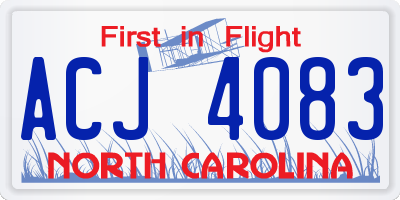 NC license plate ACJ4083