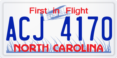 NC license plate ACJ4170