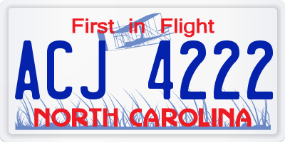 NC license plate ACJ4222