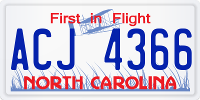NC license plate ACJ4366