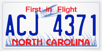 NC license plate ACJ4371