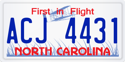 NC license plate ACJ4431
