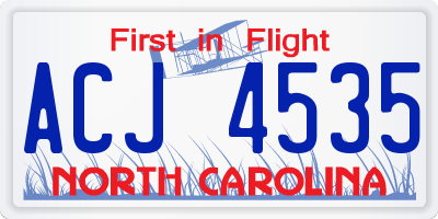 NC license plate ACJ4535