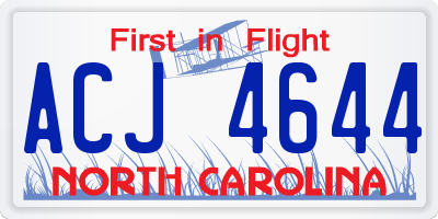 NC license plate ACJ4644