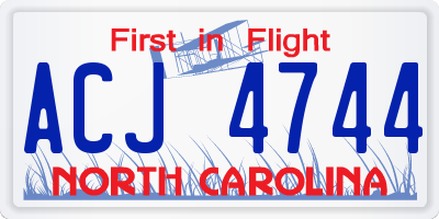 NC license plate ACJ4744