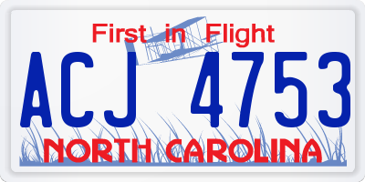 NC license plate ACJ4753
