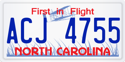 NC license plate ACJ4755
