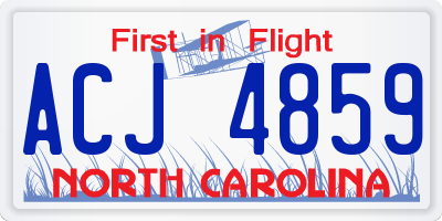 NC license plate ACJ4859