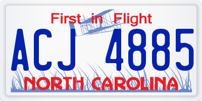 NC license plate ACJ4885