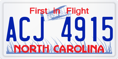 NC license plate ACJ4915