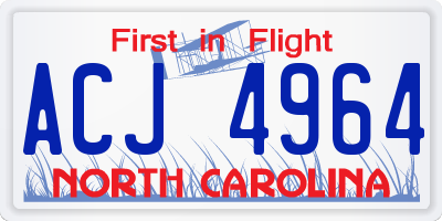 NC license plate ACJ4964