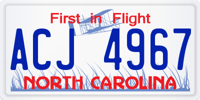 NC license plate ACJ4967