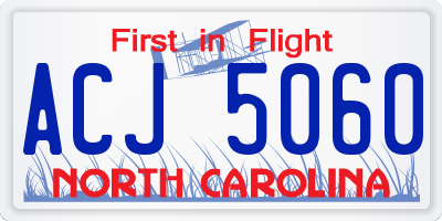 NC license plate ACJ5060