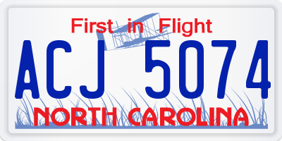 NC license plate ACJ5074