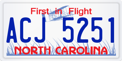 NC license plate ACJ5251