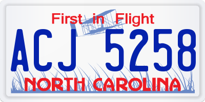 NC license plate ACJ5258