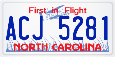 NC license plate ACJ5281