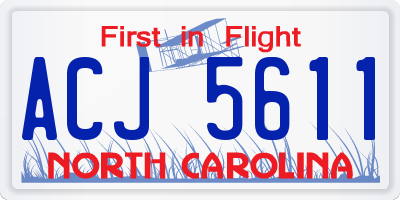 NC license plate ACJ5611