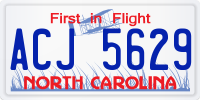 NC license plate ACJ5629