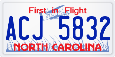 NC license plate ACJ5832