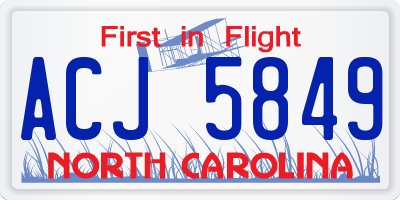 NC license plate ACJ5849