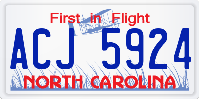 NC license plate ACJ5924