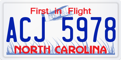 NC license plate ACJ5978