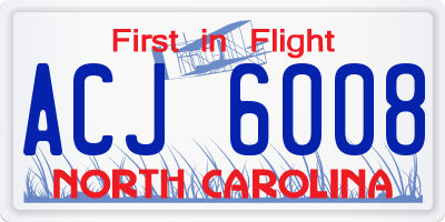NC license plate ACJ6008