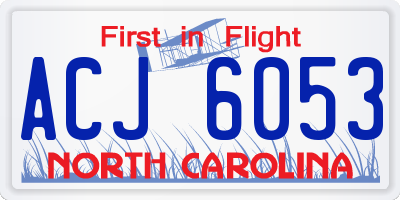 NC license plate ACJ6053