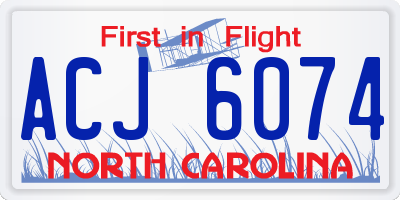 NC license plate ACJ6074
