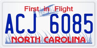NC license plate ACJ6085