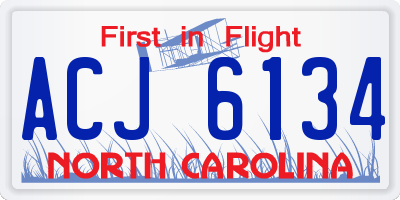 NC license plate ACJ6134