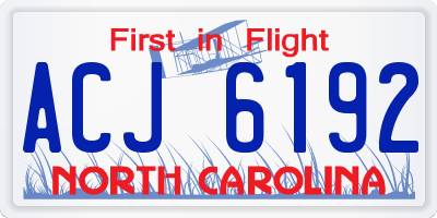 NC license plate ACJ6192