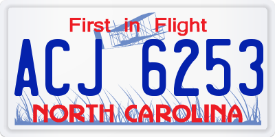 NC license plate ACJ6253