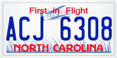 NC license plate ACJ6308