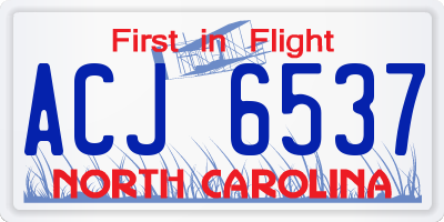 NC license plate ACJ6537