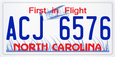 NC license plate ACJ6576