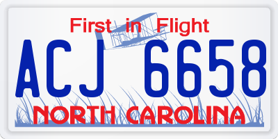 NC license plate ACJ6658