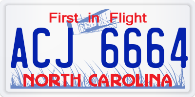 NC license plate ACJ6664