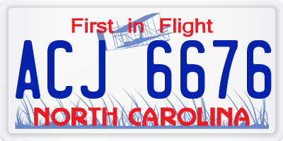 NC license plate ACJ6676