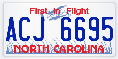 NC license plate ACJ6695