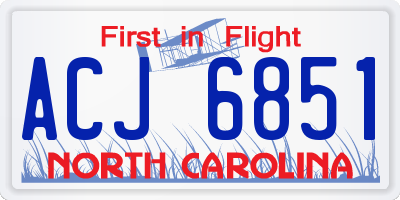 NC license plate ACJ6851