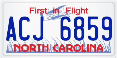 NC license plate ACJ6859