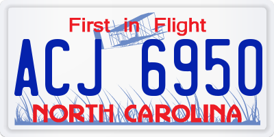 NC license plate ACJ6950