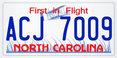NC license plate ACJ7009