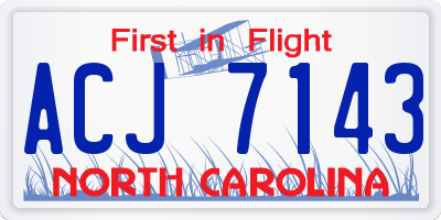 NC license plate ACJ7143