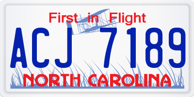 NC license plate ACJ7189