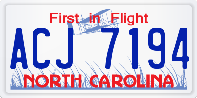 NC license plate ACJ7194