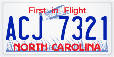 NC license plate ACJ7321