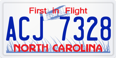 NC license plate ACJ7328